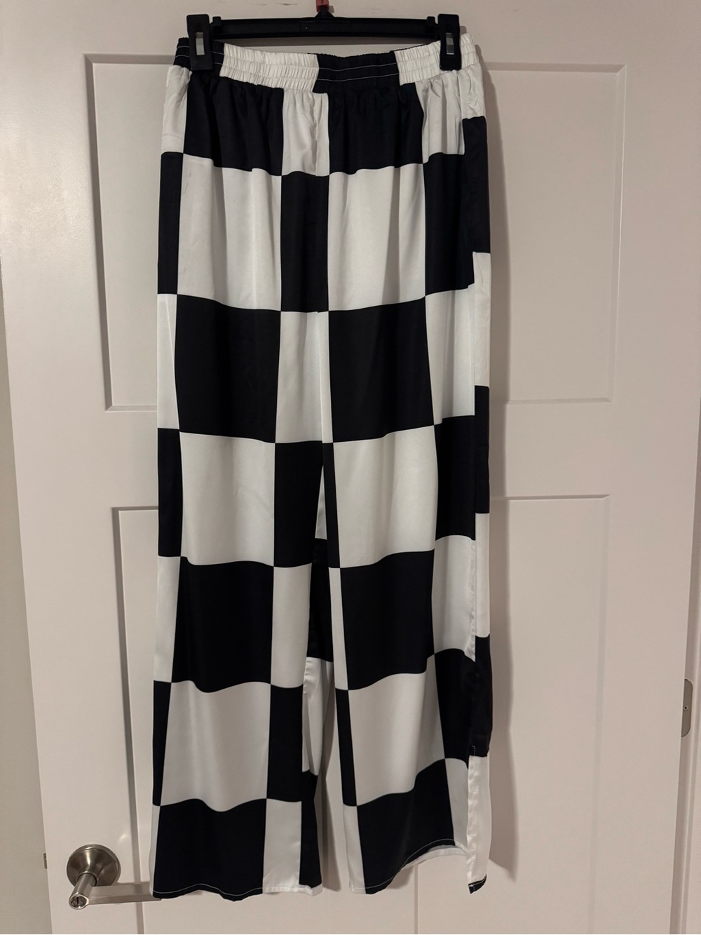 Dressed in LALA Black & White Checkerboard Wide-Leg Pants